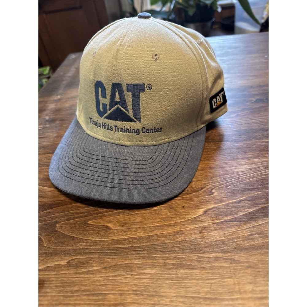 Vtg CAT Caterpillar Denim Snapback Trucker Hat Embroidered Patch USA Made Cap